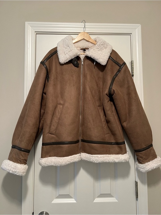 H&M Jackets & Blazers - H&M Shearing-Lined Brown Jacket with Cream Collar